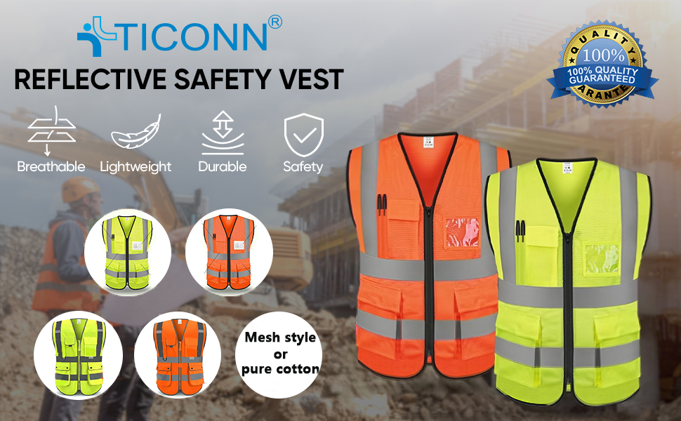 Reflective Safety Vest – High Visibility Cotton + Mesh Construction Vest for Road & Worksite | Wholesale Workwear & Safety Vests