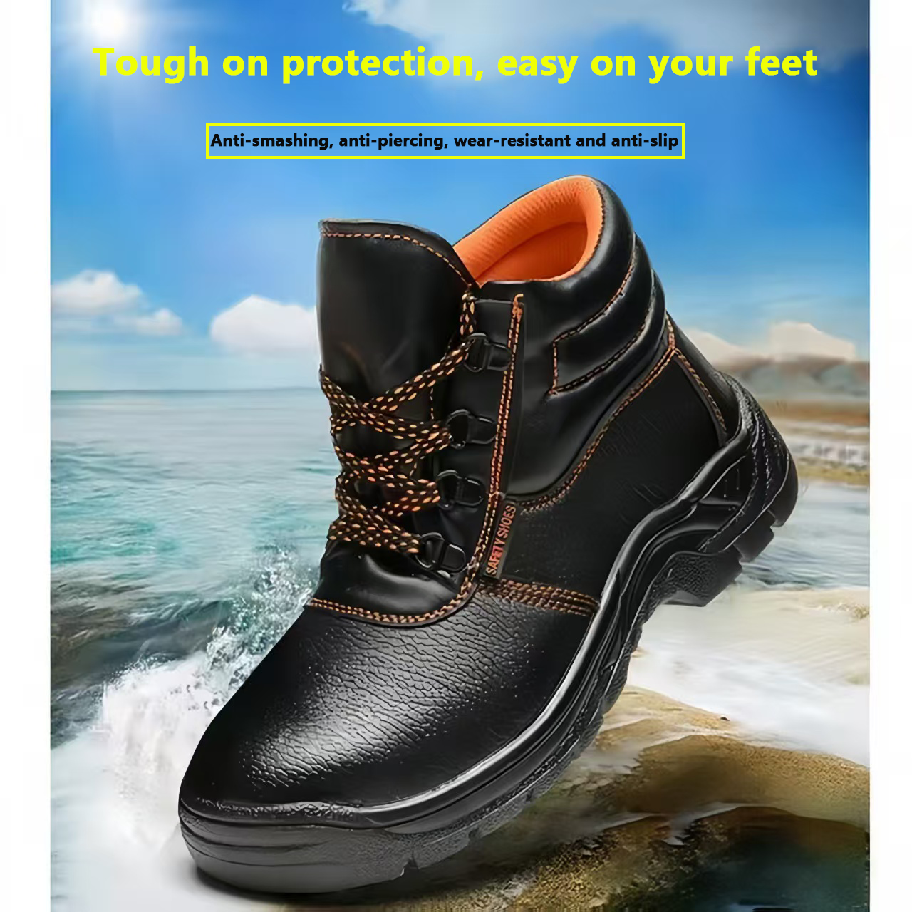 Work Safety Shoes (Black) – Steel Toe Labor Protection Footwear, Non-Slip Boots | Wholesale Workwear & PPE