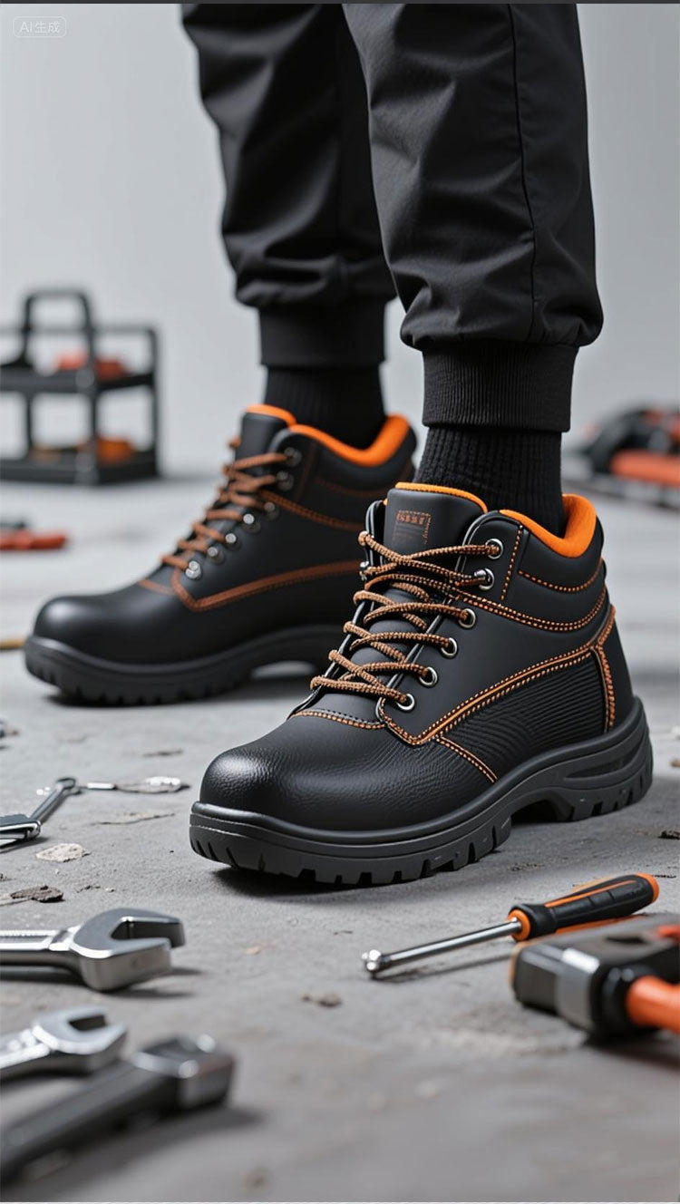 Work Safety Shoes (Black) – Steel Toe Labor Protection Footwear, Non-Slip Boots | Wholesale Workwear & PPE