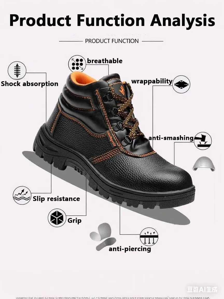 Work Safety Shoes (Black) – Steel Toe Labor Protection Footwear, Non-Slip Boots | Wholesale Workwear & PPE