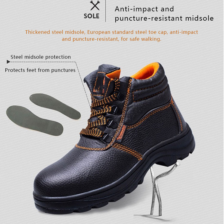 Work Safety Shoes (Black) – Steel Toe Labor Protection Footwear, Non-Slip Boots | Wholesale Workwear & PPE