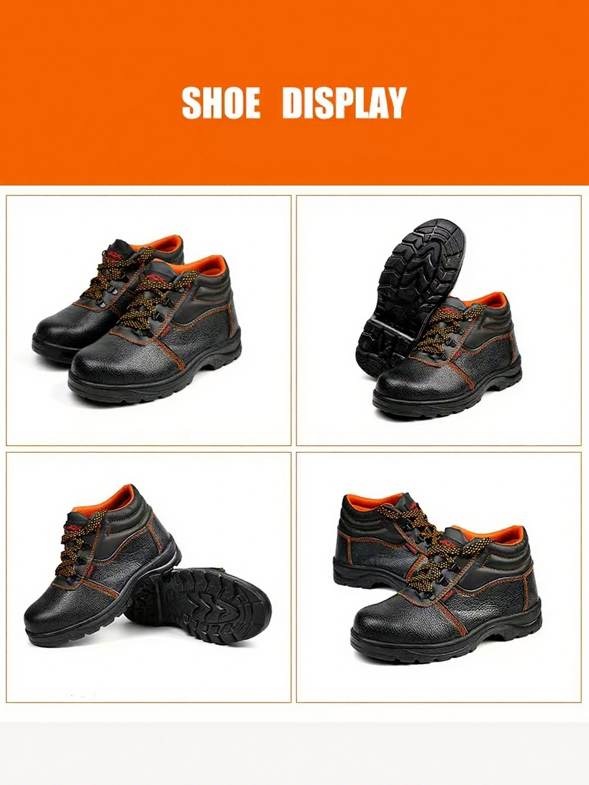 Work Safety Shoes (Black) – Steel Toe Labor Protection Footwear, Non-Slip Boots | Wholesale Workwear & PPE