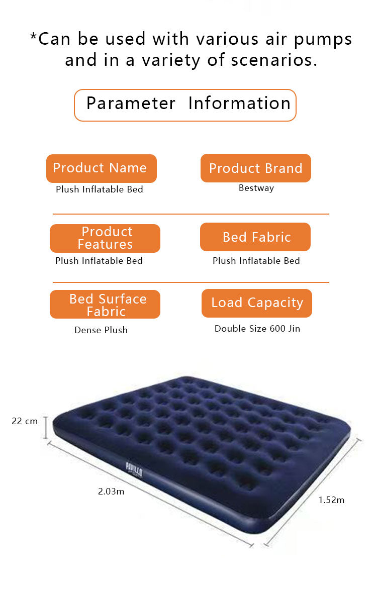 Double Air Mattress – Durable Inflatable Blow Up Bed with Pump for Camping & Guest Use | Wholesale Furniture & Bedding