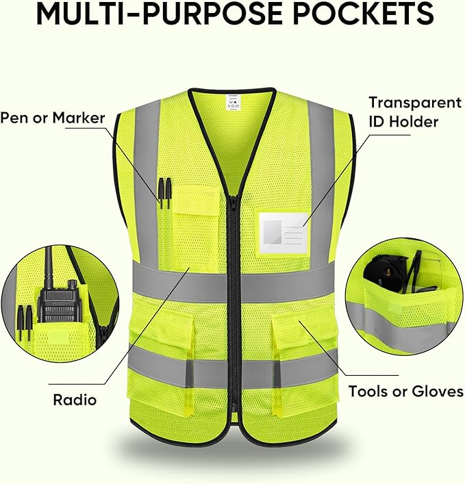 Reflective Safety Vest – High Visibility Cotton + Mesh Construction Vest for Road & Worksite | Wholesale Workwear & Safety Vests