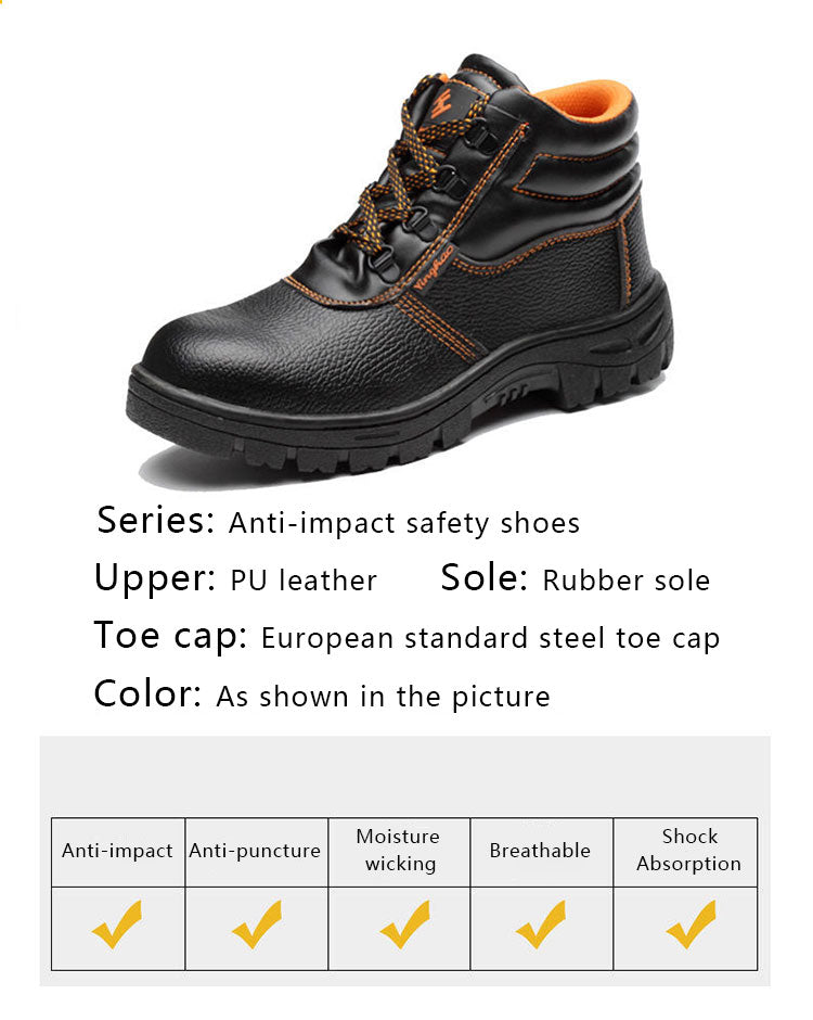 Work Safety Shoes (Black) – Steel Toe Labor Protection Footwear, Non-Slip Boots | Wholesale Workwear & PPE