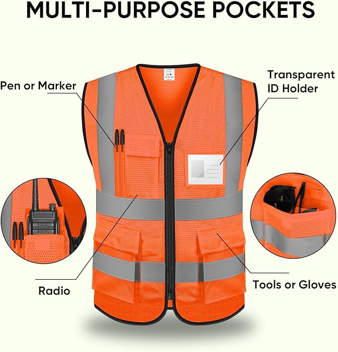 Reflective Safety Vest – High Visibility Cotton + Mesh Construction Vest for Road & Worksite | Wholesale Workwear & Safety Vests